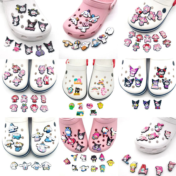 Sanrio Series Suit Shoe Charms for Croc DIY Shoe Decorations Accessories Kuromi Melody Sandals Decorate for Party Kids Gifts