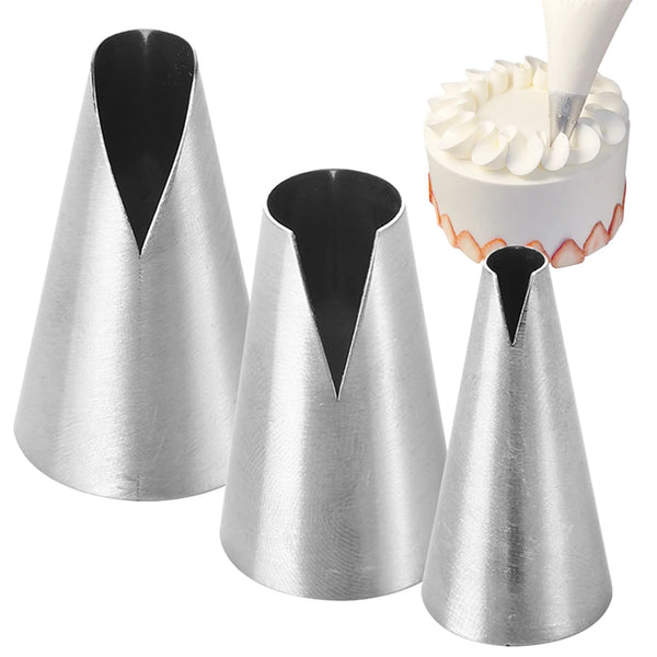 3pcs Stainless Steel Nozzles Flower V-Shape Icing Piping Pastry DIY Cake Decorating Tip