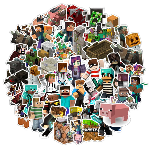 50pcs Minecraft Cartoon Graffiti Stickers Water Bottle Suitcase Laptop Waterproof Sticker Decoration