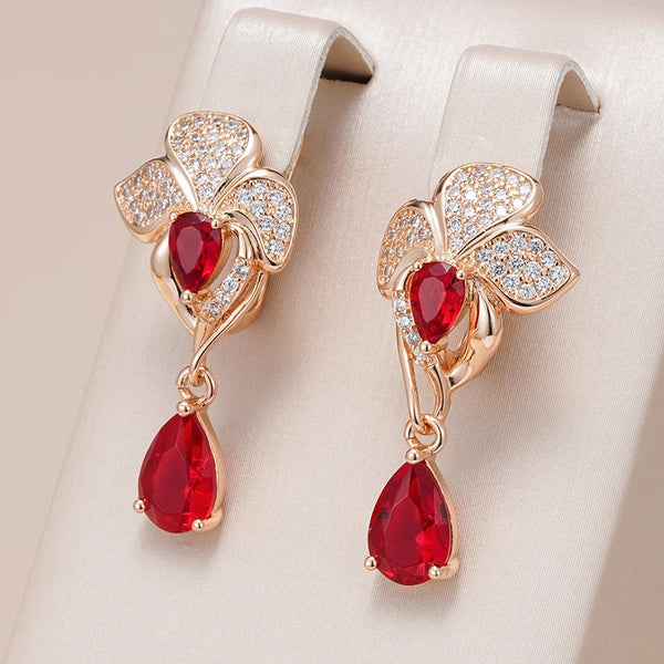 Zircon Flower Long Dangle Earrings For Women