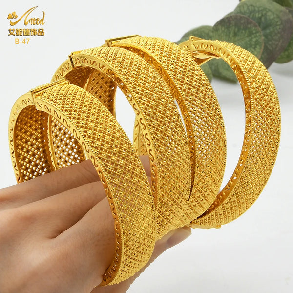 Dubai Gold Color Bangles For Women Indian Jewelry Bangle Wedding Egyptian African Jewellery Wholesale Designer Bracelets