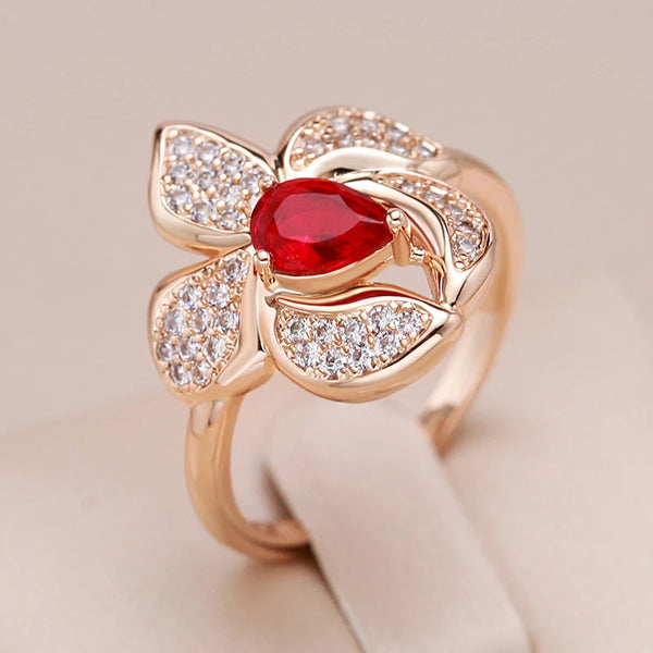 Zircon Flower Big Ring for Women Fashion