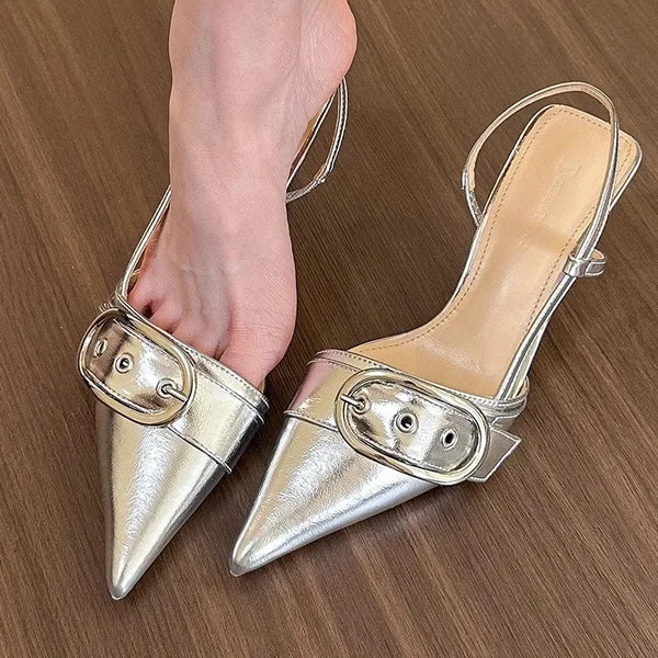 Silver Sandals for woman 2024 Summer New Fashion Fish Mouth High Heel Breathable Hollow Mesh Casual Women's Shoes