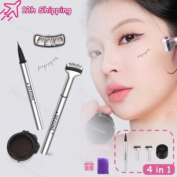 Dezone Lower Eyelashes Stamp Eyeliner Pen Waterproof Sweatproof Korean Makeup Cosmetics Natural-looking Eyelash Eyeliner 3 In 1