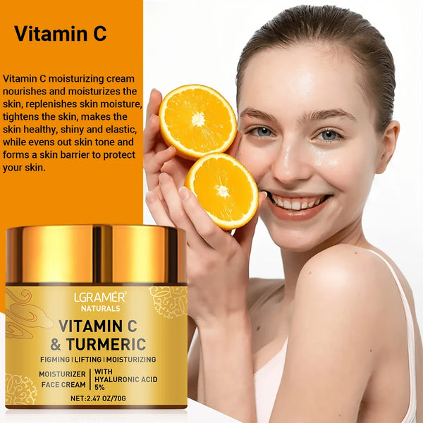 Vitamin C Turmeric Cream Lightens Fine Lines Brightening Moisturizings Skin Tightens  Lifting Face Whitens Facial Skin Cream