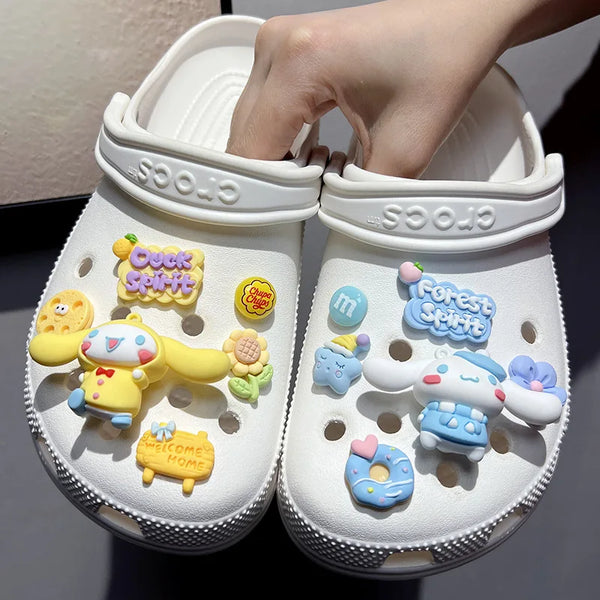 Cute 3D Cartoon Sanrio Kawaii Shoes Accessories Peripheral Cinnamoroll My Melody Shoes Crocs Charm Buckle Charms Women Kids Gift