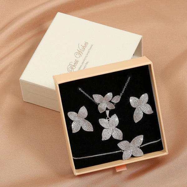 Earrings Ring Bracelet Necklace Jewelry Set For Dinner Party