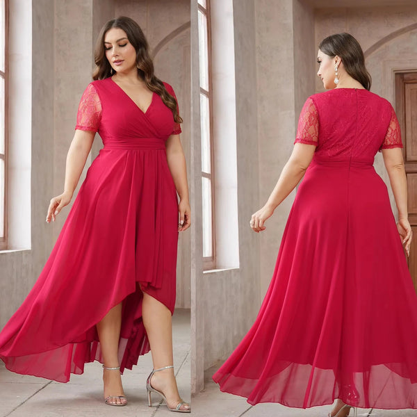 New women's dress with pleated sleeves and V-neck, Midi 2024