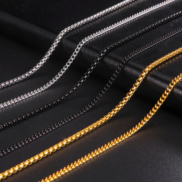 Necklace Men Stainless Steel Black Gold Color Link Chains Basic Punk Jewelry Wholesale
