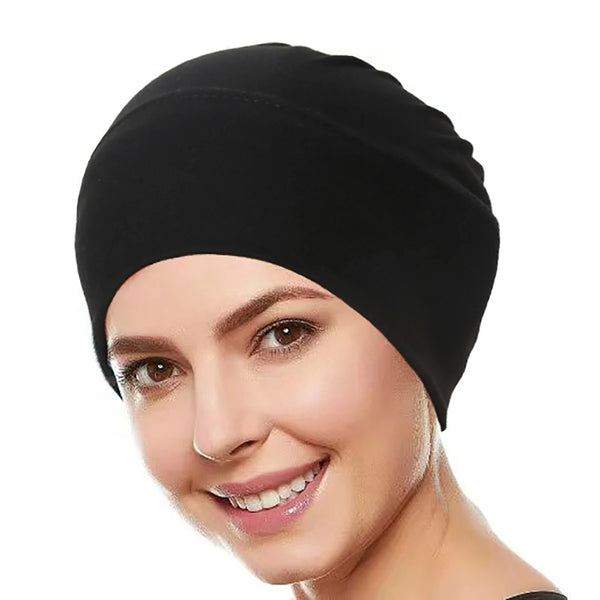 Ramadan Solid Color Women Muslim Hijab Caps Wrap Head Soft Elastic Turban Bonnet Chemo Cap Headdress Wearable