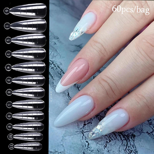 60Pcs Dual Nail Forms Extension Tips Mold Quick Buliding False Nails Short Almond Acrylic Upper Forms Diy Art Manicure Tool