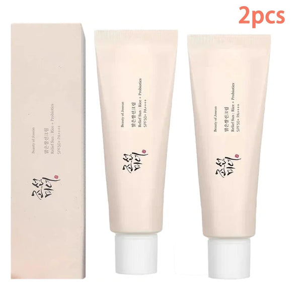 2pcs Rice Sunscreen Lotion Long-Lasting Sun Protection Lightweight And Non-Greasy Sun Block Prevent Sunburn Face Body Skin Care