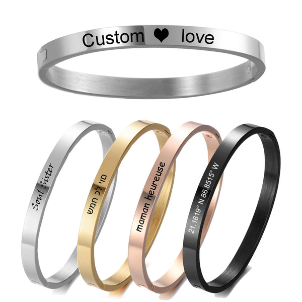 Personalized Bracelet for Women Female Width 5mm Custom Engraved Name Bracelets Bangle Stainless Steel Jewelry Armbanden Pulsera