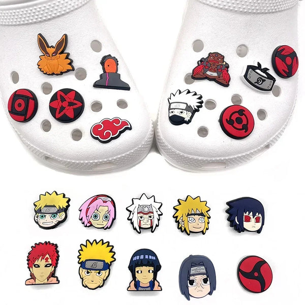 20Pcs/set Naruto Decoration Anime Shoe Croc Charms Cute Sandals Shoes Accessories Kawaii PVC Badges DIY for Kids Christmas Gift