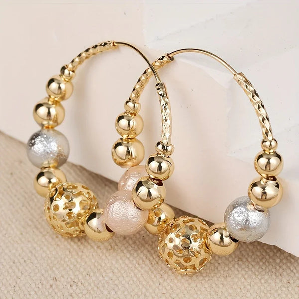 Earrings for Women Gold Color Ball Bead Earring Luxury Jewelry