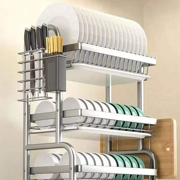 2025 NEW Dish Drying Rack 2-Tier Bowl Racks Large Rust-proof Dish Drainer with Utensil Holder Multi Layer kitchen organizer