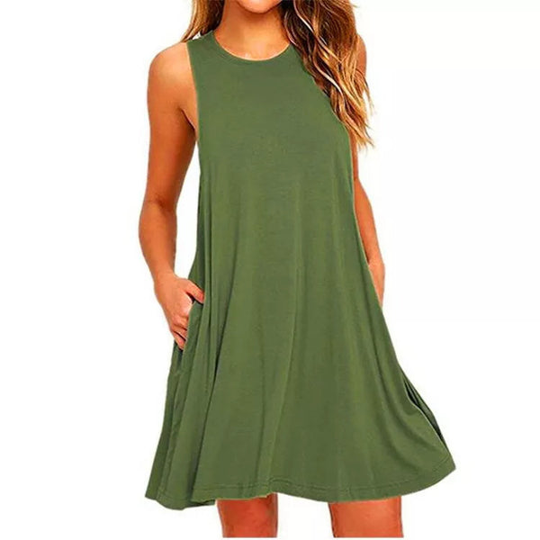 Women's Summer T-Shirt Dresses Beach Cover Up With Pockets Plus Size Loose T-shirt Dress