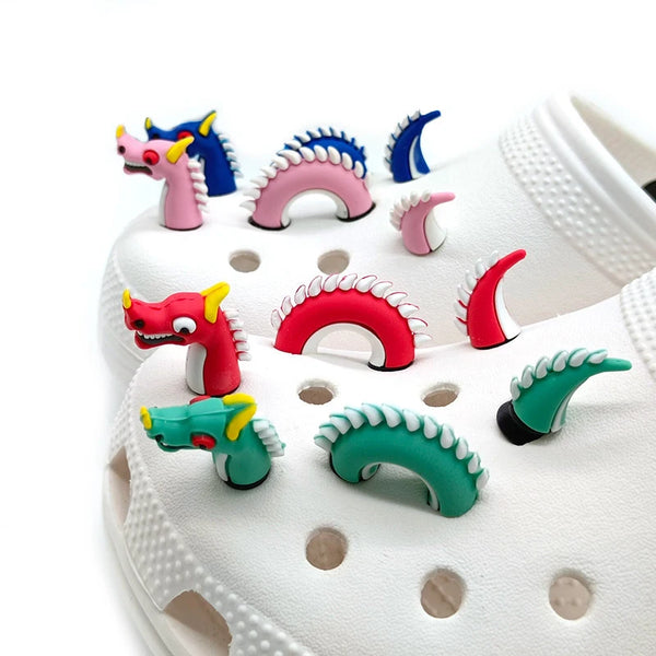 3pcs A Set Shoe Decorations Novelty Pvc 3d Dragon Style Garden Shoes Accessories Croc Charm Ornaments Kids Gift Charm Ornaments