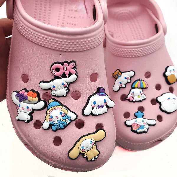 Sanrio Series Shoe Charms Kawaii Cinnamoroll Melody Shoe Accessories Decration Crocs DIY Sandals for Kids Gifts