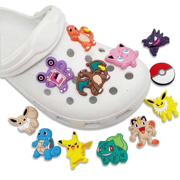 Pokemon PVC Shoe Crocs Buckle Accessories Pikachu DIY Cartoon Animals Shoes Decoration for Kids Croc Charms Kids Party Gift