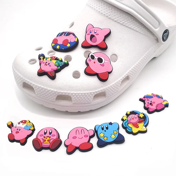 10Pcs/set Kirby Croc Charms Slippers Decorative Accessories Shoes Flower Sandals Ornaments Shoe Decoration shoes Buckle