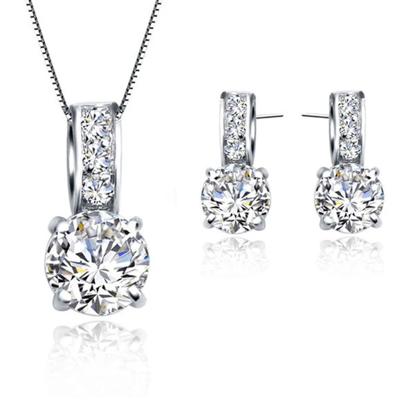 Zircon Necklace Stud Earrings for Women Girls Gift